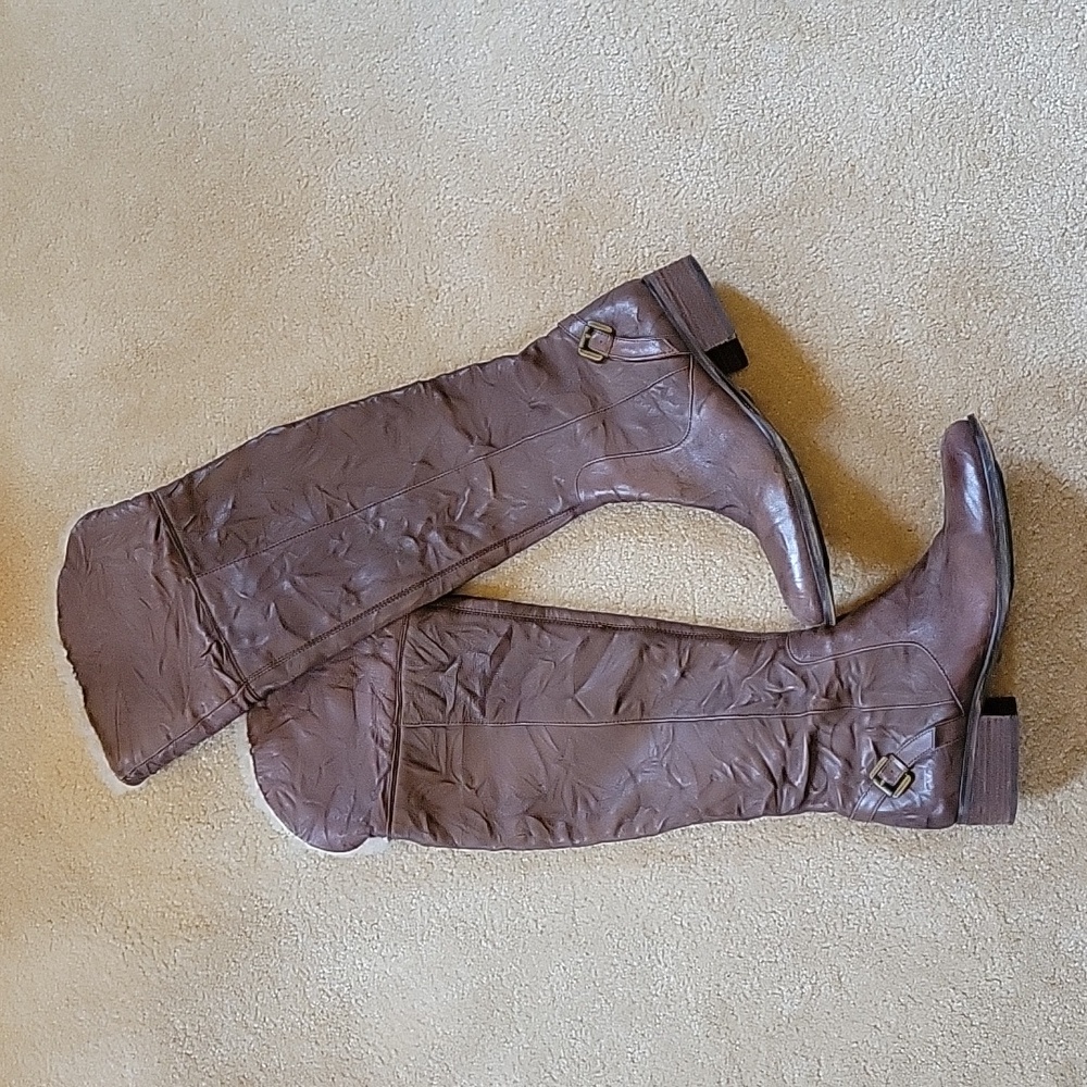 Sam Edelman Kara Leather Brown boots with Sherpa, Size 8 1/2, with real fur